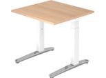Schreibtisch TOPAS LINE, manuell höheneinstellbar, B 800 mm, Eiche/weiß/alu poliert