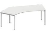 Schäfer Shop Genius Winkelschreibtisch MODENA FLEX 135°, Ansatz links, lichtgrau/weißaluminium