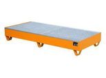 Stahl-Auffangwanne mit Gitterrost, 1800 x 800 mm, orange RAL 2000