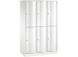 C+P Garderobenspind Resisto, 3 Abteile, 6 Fächer, B 1148 x T 540 x H 1950 mm, Verkehrsweiß