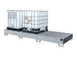 Auffangwanne AW 1000-3, für 3 IBC-Container à 1000 l oder 10 Fässer à 200 l, L 3850 x B 1300 x H 340 mm, unterfahrb., feuerverzinkt
