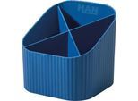 Stiftehalter HAN Karma, 4 unterschiedlich hohe Fächer, B 111 x H 105 x T 111 mm, recycelter Kunststoff, blau