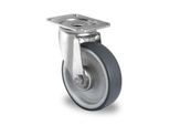 CASCOO Lenkrolle P2V2, mit Rad-ø 100 mm x B 32 mm, Polypropylen-Felge, Elastomer-Lauffläche, grau, Rollenlager, bis 100 kg