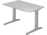Schreibtisch TOPAS LINE, manuell höheneinstellbar, B 1200 mm, lichtgrau/silber/silber
