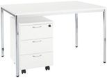 2-tlg. Büromöbel-Set, Home Office Tisch, weiß/chromsilber
