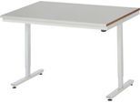 Rau Werktisch Adlatus, elektrisch höhenverstellbar, 25 mm MDF-Platte mit Stahlblechbelag, 300 kg, B 1250 x T 800 x H 720-1120 mm, silber/lichtgrau