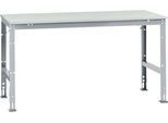 Manuflex Arbeitstisch UNIVERSAL Standard, 1750 x 1000 mm, Melamin lichtgrau, alusilber