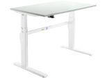 Schäfer Shop Select Schreibtisch, elektrisch höhenverstellbar, Rechteck, C-Fuß, B 1200 x T 800 x H 725-1185 mm, lichtgrau/weiß