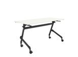 Klappbarer Schreibtisch, mit 4 feststellbaren Rollen, Rechteck, Rundrohr, B 1400 x T 600 x H 720 mm, weiß/schwarz