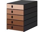 Schubladenbox Styro Styroval Pro Color Flow, für Formate bis C4, 5 geschlossene Schübe, 100 % Polystyrol-Regenerat, mocca/schwarz, Farbverlauf