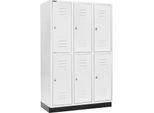 Schäfer Shop Select Kleiderspind, mit 3 x 2 Abteilen, 400 mm, mit Sockel, Drehriegelverschluss, Tür lichtgrau