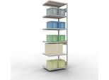 Schulte Lagertechnik Fachbodenregal-Stecksystem MULTIplus 250, Anbauregal, Längenriegel, 2500x750x600 mm, 6 Böden, lichtgrau