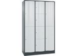 C+P Kombi-Schließfachschrank Resisto, 3 Abteile, 8 Fächer, B 1148 x T 540 x H 1950 mm, Anthrazitgrau/Lichtgrau