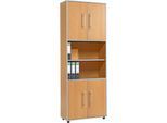 Schäfer Shop Select Kombischrank Moxxo IQ, Holz, 4 Flügeltüren, 2 offene Fächer, 6 OH, B 801 x T 362 x H 2166 mm, Buche-Dekor