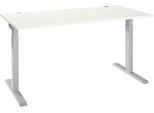 Schäfer Shop Select Schreibtisch ERGO-T 2.0, Rechteck, T-Fuß, B 1600 x T 800 x H 675-895 mm, weiß/weißalu