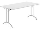 Schäfer Shop Select Klapptisch, Rechteck, Doppel-T-Fußgestell, Spezial-Klappbeschlag & Bodenausgleich, B 1600 x T 800 x H 720 mm, lichtgrau/alusilber