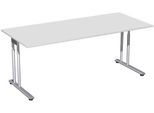 Schreibtisch PALENQUE, C-Fuß, Rechteck, B 1800 x T 800 x H 680-820 mm, lichtgrau