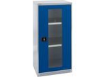Schäfer Shop Genius Sichttürschrank FS, Stahl, mit Belüftungslöchern, B 545 x T 430 x H 1105 mm, 3 OH, weißaluminium/enzianblau, bis 250 kg