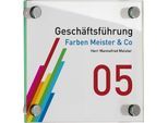 moedel Türschild GALERIE, Quadrat, Edelstahl und ESG-Glas, 4 Abstandhalter, Schraubmontage, B 150 x H 150 mm, transparent