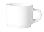 Arcoroc Everyday Kaffeetasse 0,22 l Hartglas, weiß, stapelbar, H 65 mm – modern & robust, 6er Set