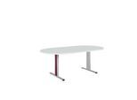 Schäfer Shop Select Besprechungstisch Planova Basic, Oval, T-Fuß, B 2000 x T 1000 x H 717 mm, lichtgrau/weißaluminium RAL 9006