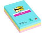 Post-it® Haftnotizen Super Sticky XL Notes Cosmic, 101 x 152 mm, farbig & liniert, 3 Blöcke á 90 Blatt