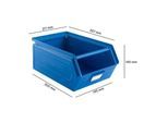 Schäfer Shop Select Sichtlagerkasten mit Tragestab, Stahl, L 359 x B 211 x H 145 mm, 8,5 l, 60 kg, RAL 5015 (himmelblau)