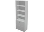 Schäfer Shop Genius Regal-Hängeregisterschrank-Kombination TETRIS WALL, B 800 x T 440 x H 2250 mm, lichtgrau