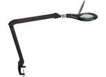 LED Lupenleuchte MAULmakro, 3-Dioptrien-Linse, 8 W, 580 lm, 6500 K, Arm um 360° dreh-& neigbar, höhenverstellbar, Klemmfuß, schwarz