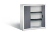 C + P Rollladenschrank Omnispace, 3 OH, abschließbar, B 1200 x T 420 x H 1230 mm, Stahl/Kunststoff, lichtgrau/schwarzgrau