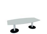 Konferenztisch, bis 8 Personen, Boot, Tellerfuß, B 2400 x T 800/1200 x H 720 mm, lichtgrau/weißaluminium