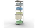 Schulte Lagertechnik Fachbodenregal-Stecksystem MULTIplus 250, Anbauregal, Längenriegel, 2500x750x500 mm, 6 Böden, lichtgrau