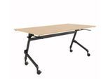 Schäfer Shop Select Klapptisch mit Rollen, Rechteck, Vierkantrohr, B 1600 x T 600 x H 720 mm, Ahorn/schwarz
