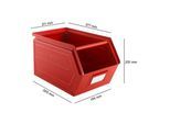 Schäfer Shop Select Sichtlagerkasten, mit Tragestab, L 377 x B 211 x H 201 mm, 11,5 l, 60 kg, Stahl, RAL 3000 (feuerrot)