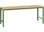Manuflex Grundtisch UNIVERSAL Spezial, 2000 x 1000 mm, Multiplex natur, resedagrün