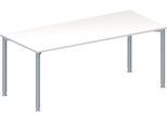 Schäfer Shop Genius Konferenztisch MODENA FLEX, Rechteck, 4-Fuß Rundrohr, B 1800 x T 800 x H 720-840 mm, weiß/weißaluminium RAL 9006