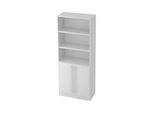 Kombischrank JENA, 5 OH, B 800 x T 420 x H 2004 mm, 2 OH Holztüren, lichtgrau