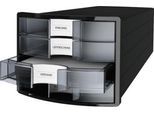 Schubladenbox HAN Impuls 2.0, 4 Schubladen, Format A4, stapelbar, geschlossen, schwarz/transparent-klar