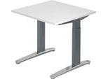 Schreibtisch TOPAS LINE, manuell höheneinstellbar, B 800 mm, weiß/graphit/alu poliert