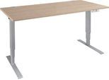 Schäfer Shop Genius Schreibtisch AERO FLEX, elektrisch höhenverstellbar, Rechteck, T-Fuß, B 1200 x T 800 x H 620-1280 mm, Eiche/weißalu + Memorypanel