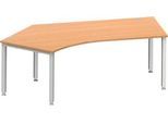 Schäfer Shop Genius Winkelschreibtisch MODENA FLEX 135°, Ansatz links, 4-Fuß-Quadratrohr, B 2165 mm, buche/weiß