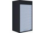 Rolladenschrank Aktos L, 2 Ordnerhöhen, abschließbar, Bügelgriff, B 500 x T 400 x H 930 mm, Holz, schwarz