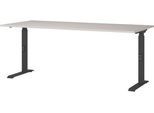 Schreibtisch Aalborg, mechanisch höhenverstellbar, bis 80 kg, Rechteck, C-Fuß, B 1800 x T 800 x H 680 - 910 mm, kaschmir/schwarzgrau