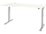 Schäfer Shop Select Schreibtisch ERGO-T 2.0, elektrisch höhenverstellbar, Freiform Ansatz links, T-Fuß, B 1800 x H 715-1205 mm, weiß/weißalu