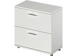 Schäfer Shop Genius Hängeregistraturschrank TETRIS WOOD, 2 OH, B 800 x T 421 x H 800 mm, Höhe inkl. Gleiter, lichtgrau