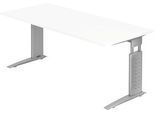 Schreibtisch TARVIS, C-Fuß, Rechteck, B 1800 mm, Gestell silber, höhenverstellbar, weiß