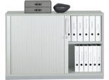 Querrollladenschrank Tetris Wood, 2 OH, abschließbar, mit Sockel, B 1200 x T 421 x H 800 mm, lichtgrau