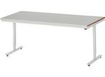 Rau Werktisch Adlatus, elektrisch höhenverstellbar, 25 mm MDF-Platte mit Stahlblechbelag, 300 kg, B 2000 x T 800 x H 720-1120 mm, silber/lichtgrau