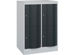C+P Schließfachschrank Resisto, 2 Abteile, 4 Fächer, B 772 x T 640 x H 1077 mm, Lichtgrau/Anthrazitgrau
