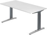 Schreibtisch TOPAS LINE, manuell höheneinstellbar, B 1600 mm, weiß/graphit/alu poliert